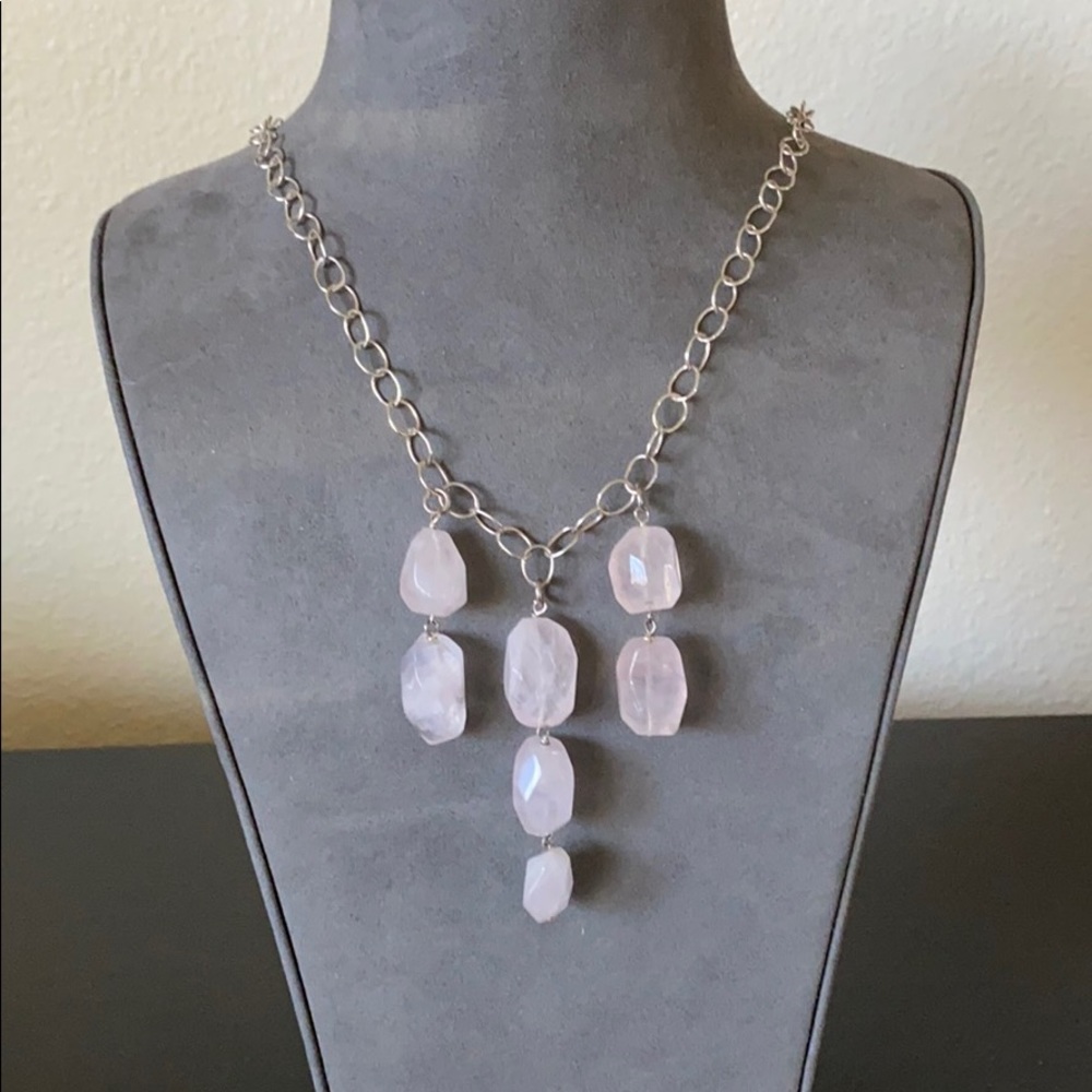 Sterling silver rose quartz necklace
